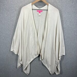 Lilly Pulitzer Wrap Cardigan Women OS White Cashmere Blend Open Front Drape EUC